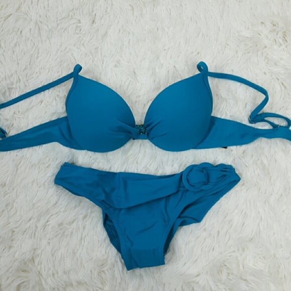 Green Rhinestone Jeweled Bikini Set b18 - Picture 4 of 7